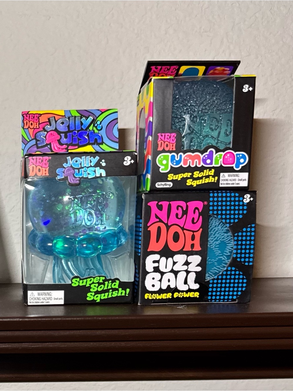 Needoh Blue Bundle Jelly Squish Fuzz Ball Gumdrop NEW